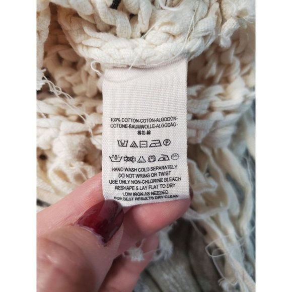 Free Peopl Loose Knit Fringe Sweater Women's S - Picture 5 of 9